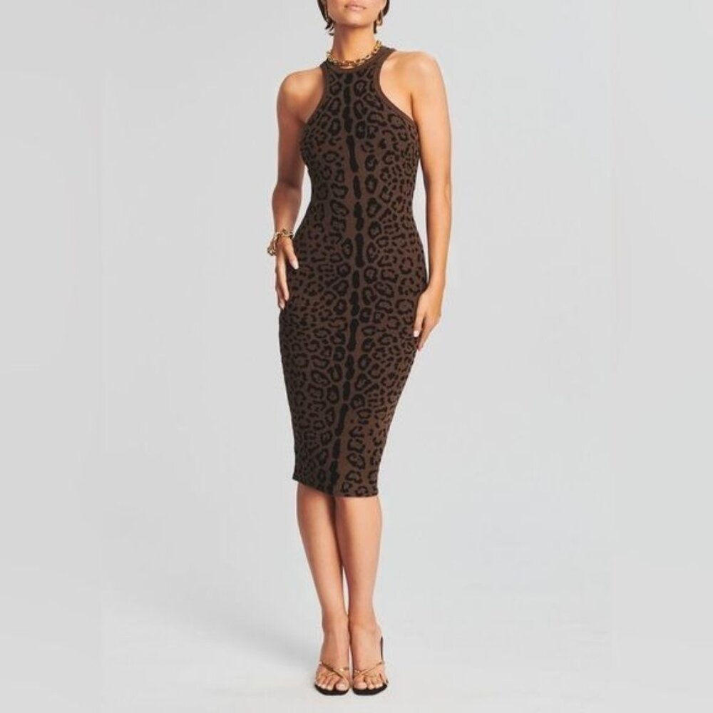 Ser.O.Ya Sabine Ultra Soft Plush Cheetah Racerback Midi Dress XL NWT